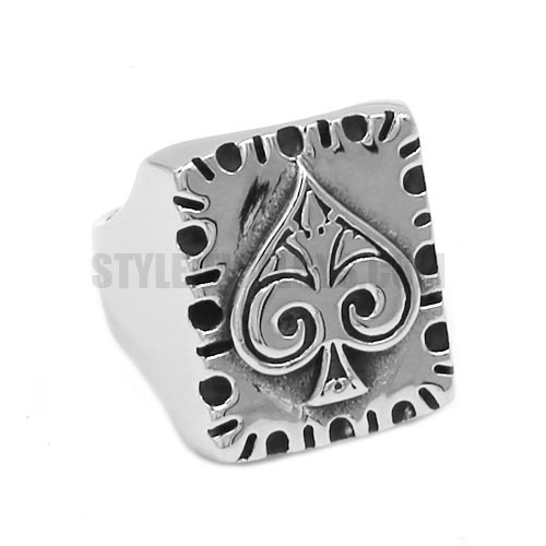 Stainless Steel Ace Of Spades Ring Mens Ring SWR0686 - Click Image to Close
